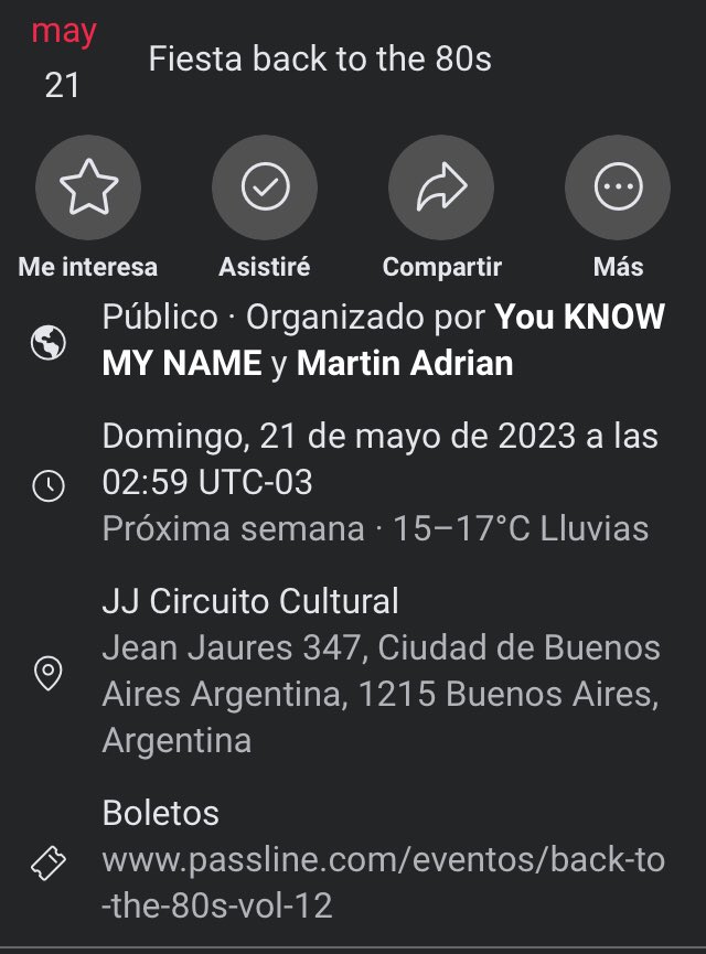 marudiem's tweet photo. Bueno abri feis y me anoticie q los pibes de  "You Know My Name", esa fiesta ochentosa q se hacia en el Ex-El Living de Marcelo T, las continuaron en Shanshoré al 300. 

Si tuviese ganas iria, pero bastante q me estoy auto-convenciendo para ir a la devotee jajaja. #Los44 💣🌹❣️ https://t.co/5RVZsuakVi