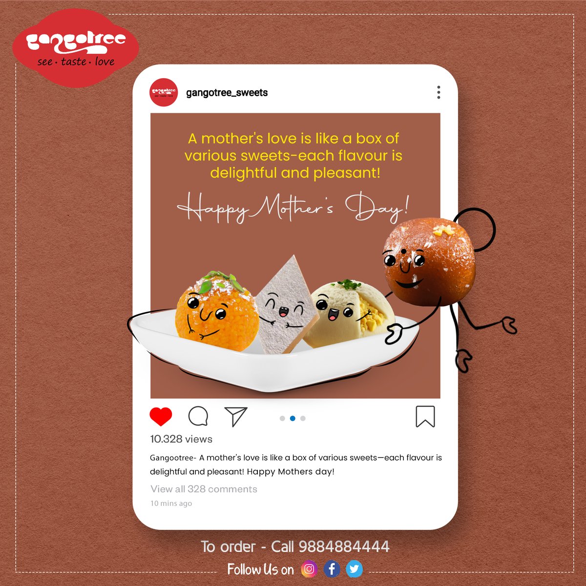 Give your sweet mom the sweetest treat this Mother's Day! Order now from our delectable selection of sweets and show her how much you love her!

#gangotree #gangotreesweets #happymothersday #happymothersday2023