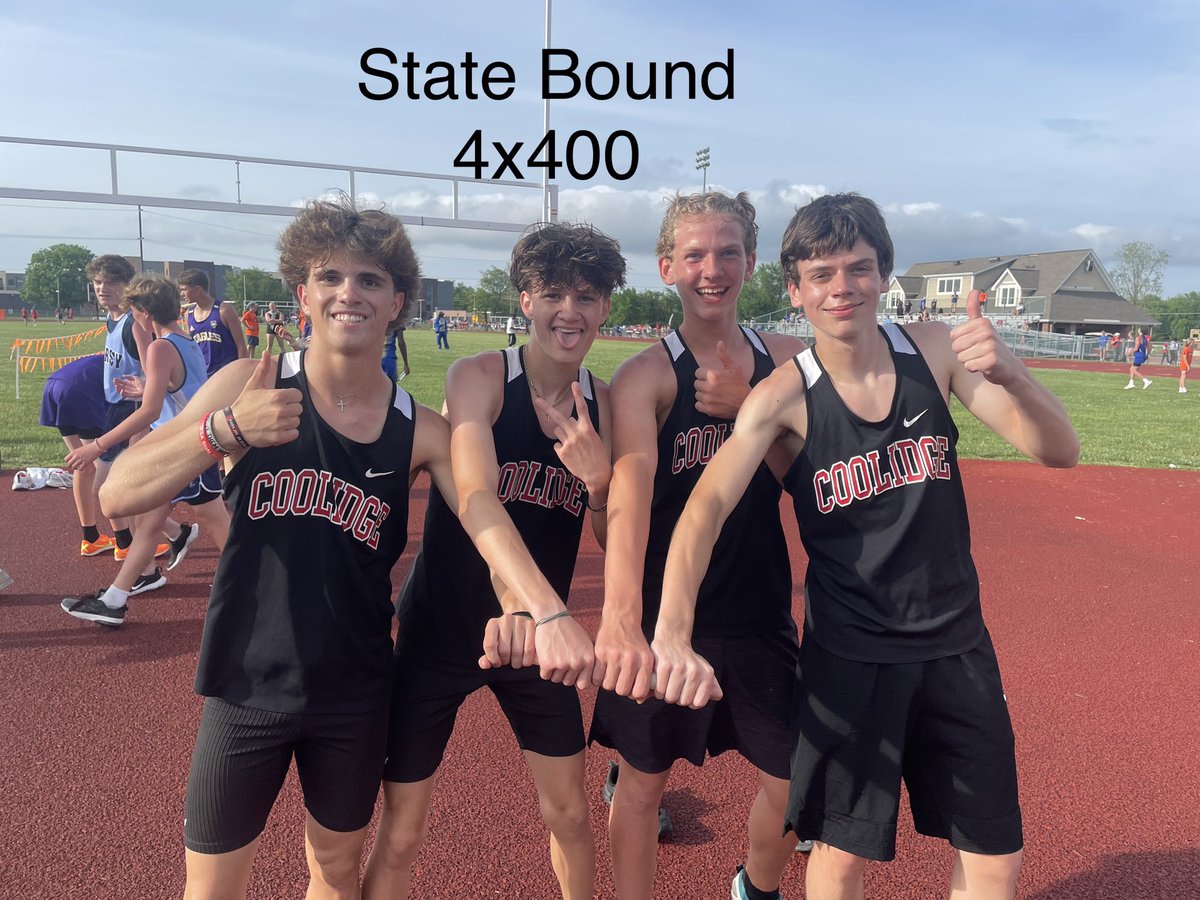 Landon Harris is State Bound!!! Ran a triple today at sectionals. Qualified in the 1600/800/4x400…headed to IESA State Meet next weekend in Peoria. 

Amazing day for Coolidge Athletes!