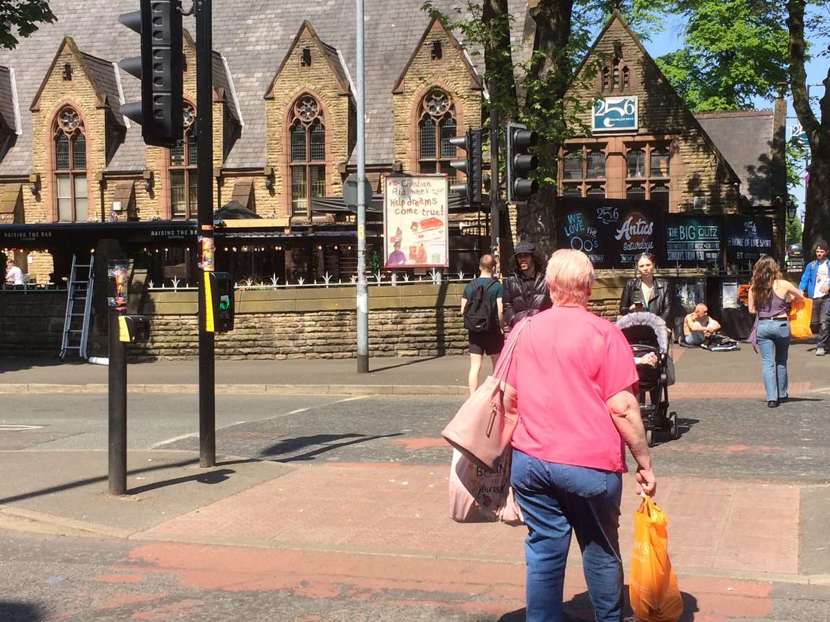 stpennells's tweet image. #CAWeek @HIFallowfield being marked by old posters used to #HelpDreamsComeTrue at the x roads in #Fallowfield.  QR codes tested and working!#GivePeasAChance! @DioManchester @ChristianAidNW