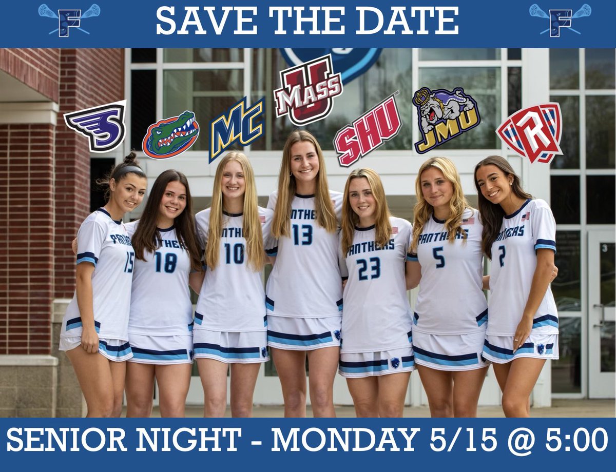 FHSLaxBooster's tweet image. 🚨🥍🎓SENIOR NIGHT🎓🥍🚨

Make sure to come out Monday Night at 5 PM to celebrate the @Fhsglax Magnificent Seven Seniors as they take on OA. 

@_kpeterson_ @paytencrandall @gracenesbit1 @lindsatkinson_ @JamieTanner23 @kaitlyncarney00
@rileycross17

 @FHSSports @FHSPantherbook