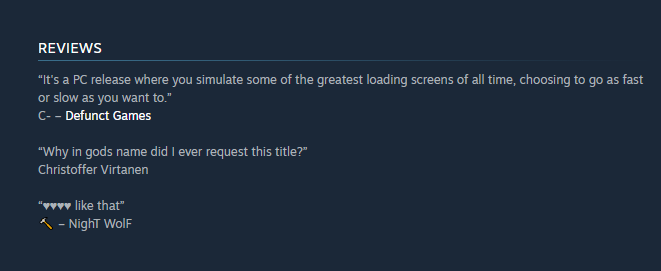 bison_42's tweet photo. @Legend_Ori for some of them i have a VERY special place
of course not suitable for every game and review, but maybe get something funny out of context ^^"
these are from the #ProgressBarSimulator and the DLC https://t.co/HlD3y3zfdo https://t.co/j49mhP6cIm