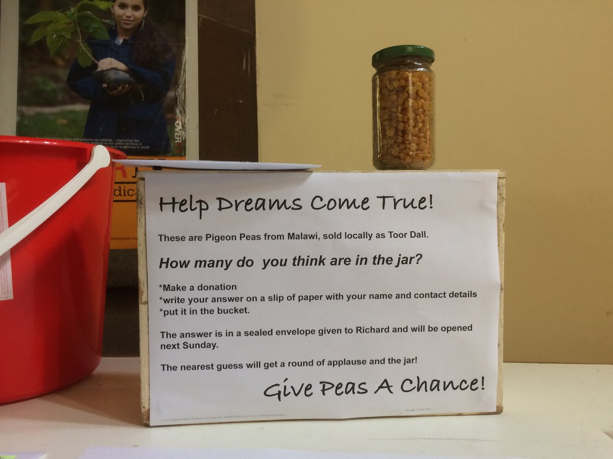 stpennells's tweet image. Stall laid out @HIFallowfield for #CAWeek with envelopes, posters, Devotional booklets and the #GivePeasAChance challenge!  Explanation about @christian_aid in Farsi for new members.  #HelpDreamsComeTrue. Cake and #PigeonPeas cooking next Sunday.