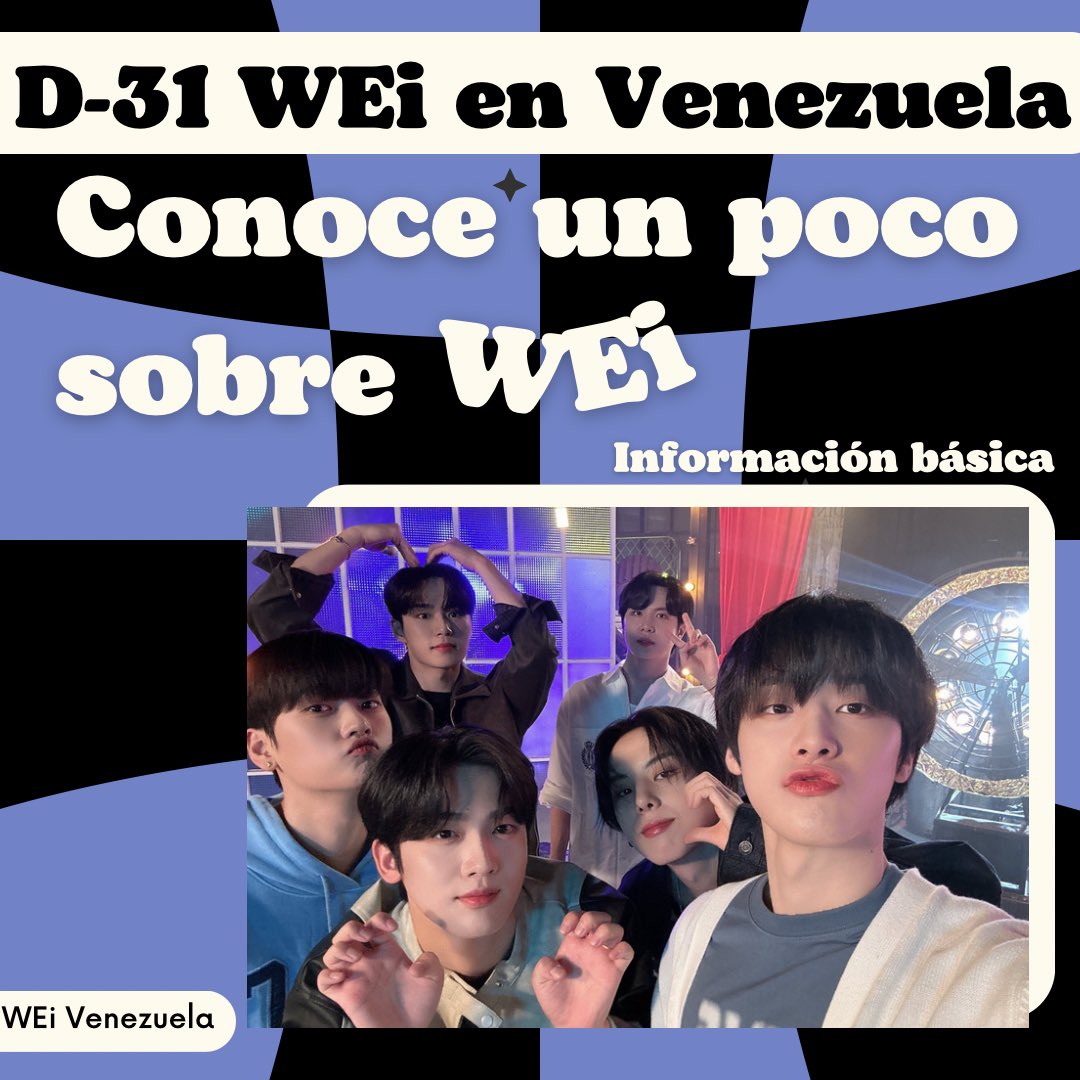 WEi_Venezuela's tweet photo. [🗓️] 31 DÍAS PARA #Passion_Tour_In_Venezuela

¡Hola! 
El día de hoy empezamos la cuenta regresiva para el concierto de WEi en Venezuela en la que estaremos subiendo información sobre los chicos para que todas aquellas personas nuevas conociéndolos,[+]
@WEi__Official #WEi #위아이 https://t.co/1iKzNnZMAk