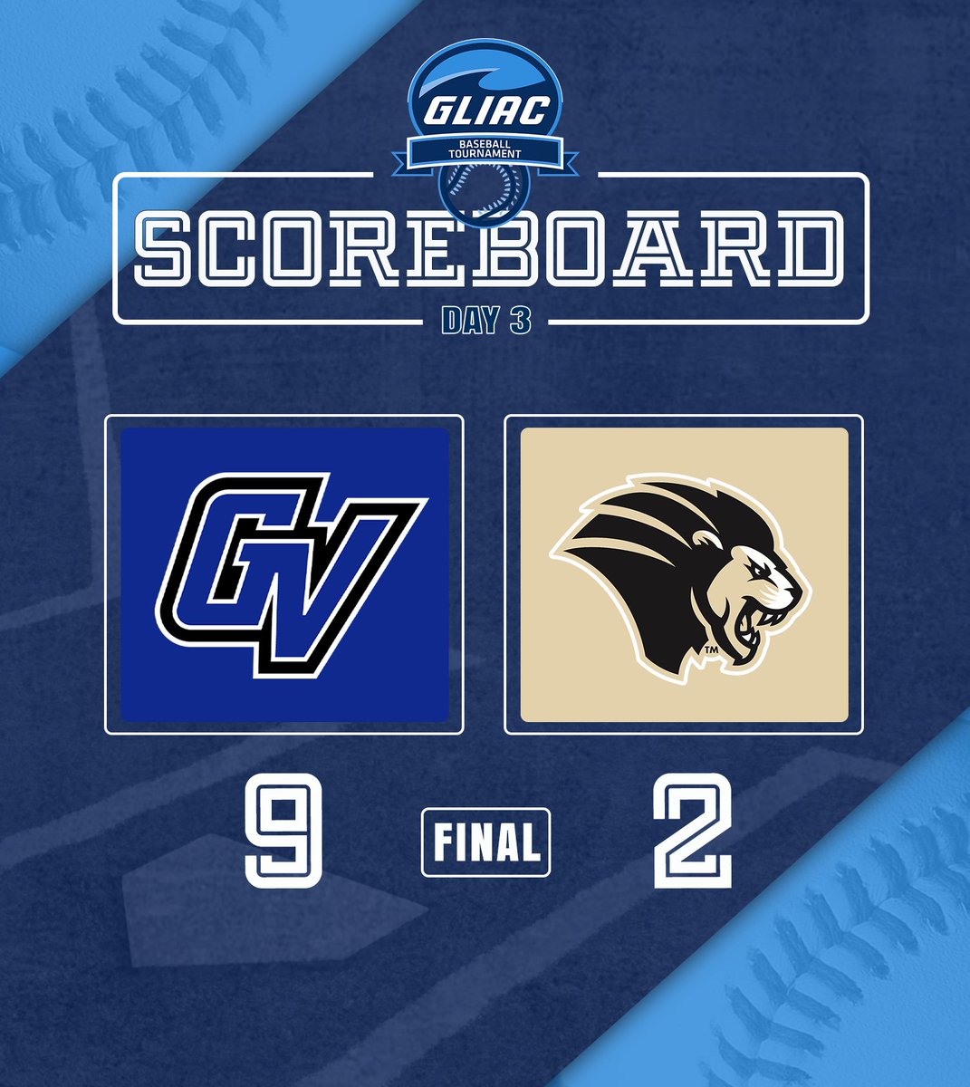 GLIACsports's tweet photo. ๐ฎ๐ฌ๐ฎ๐ฏ ๐๐๐๐๐ ๐๐ฎ๐๐ฒ๐ฏ๐ฎ๐น๐น ๐ง๐ผ๐๐ฟ๐ป๐ฎ๐บ๐ฒ๐ป๐
No. 4 Grand Valley State is moving on to championship Sunday.
#WhereChampionsCompete #GLIACBASEโพ๏ธ https://t.co/fNdbWTj9IN