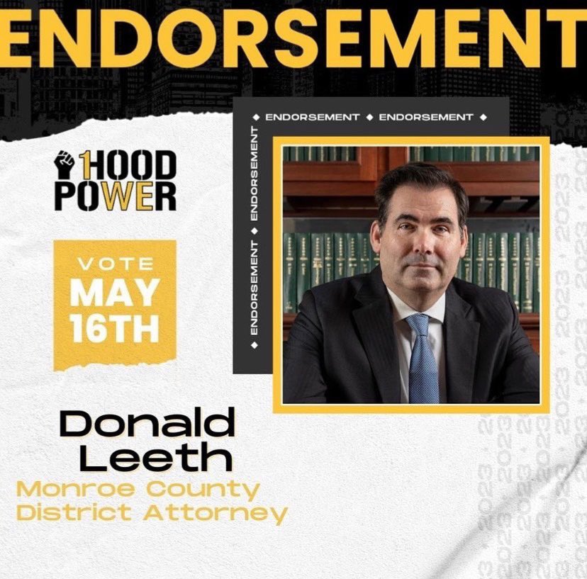 DonaldLeeth4DA's tweet photo. Thank you for your support and endorsement. The power is in our voice and our vote! #1HoodPower @1HoodPower 

#DonaldLeeth #TeamLeeth #DonaldLeethForDistrictAttorney #MonroeCountyPA #StroudsburgPA #LeethForDA #MonroeCountyDA #Democrat #VoteBlue #VoteBlue2023 #VoteDemocrat https://t.co/LEAJaaqbGv
