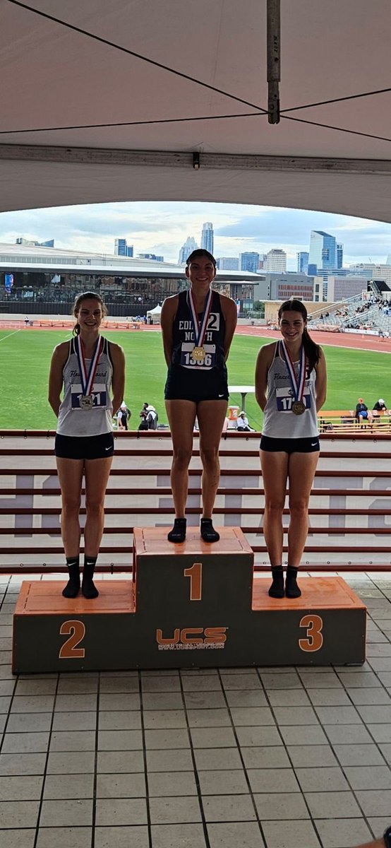 Samantha Humphries places second and Nicole Humphries third in the 1600 meter run. 

Proud of these girls. Fought through rain delays, race restarts, and an accelerated race schedule to help the team place third overall.