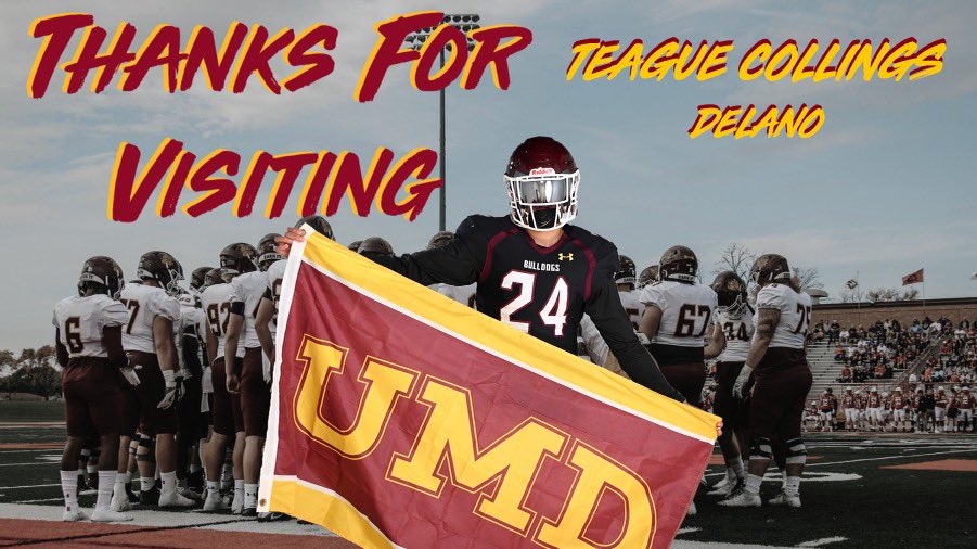Thank you @CoachVogler, @Coach_Dill , @CoachLukeOlson, @CoachWiese, @CoachRamirez12, @coachwilliams11 and @UMD_Football for a great Junior Day visit!!!  Looking forward to seeing you at camp in a few weeks.