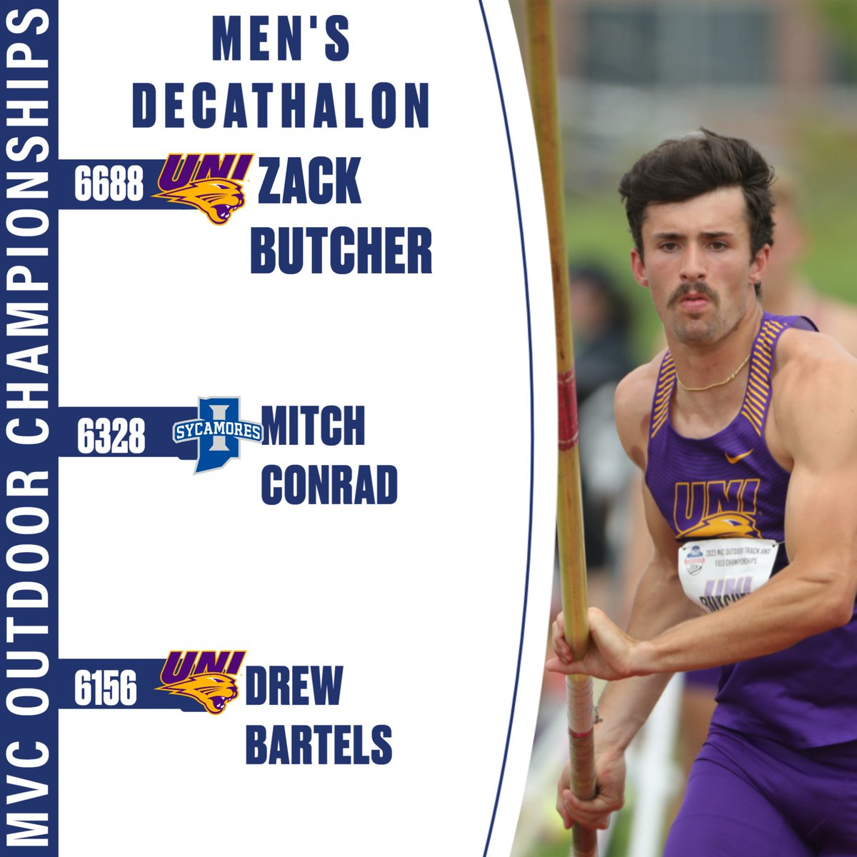 MVCsports's tweet photo. 👑MVC MULTI-EVENT CHAMPIONS👑

@RacersXCTF 's Jenna Pauly takes home the crown &amp; teammate Meghan Fletcher adds top points to the Racer tally‼️

@UNITrackFieldXC's Zack Butcher takes the gold &amp; teammate Drew Bartels picks up top points for the Panthers‼️

#MVCTF https://t.co/CxUnr6TL9s