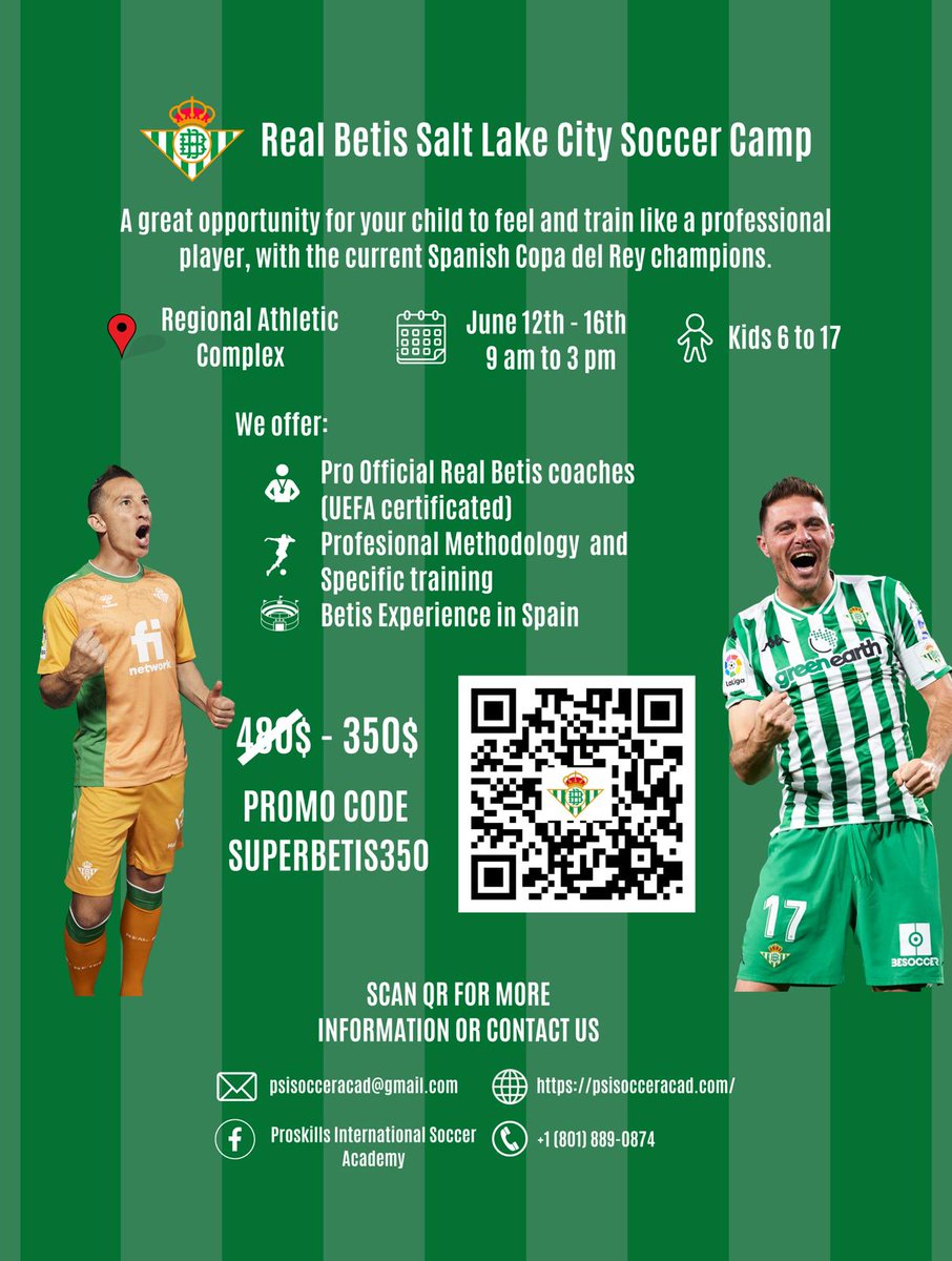Atentos a la pregunta que haremos al empezar nuestro show del RSL el lunes, en vivo a partir de las 7.30pm. Entre los que acierten sorteamos un bono para participar en este Clinic del Real Betis en SLC.