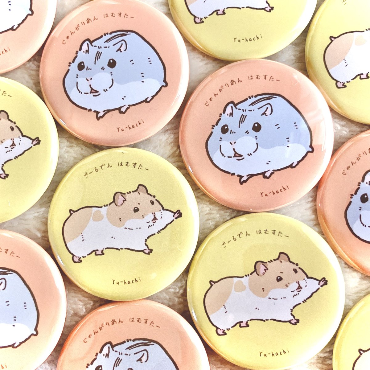 新作缶バッジ、はちさん3種とハムスター2種です?? #デザフェス57 #