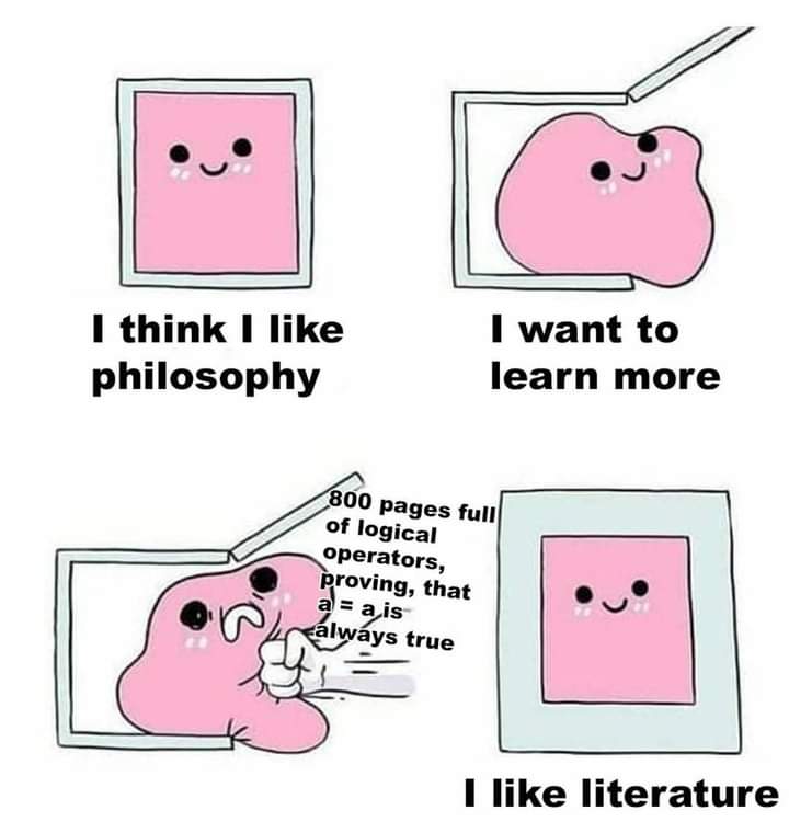 Jazzy_JC's tweet photo. Perhaps what you think you like is continental philosophy. It has much to do with literature (i.e., literature in its particular sense). Hereby, you should never quit learning philosophy. 😌
#analyticphilosophy #angloamericanphilosophy #continentalphilosophy #erklären #verstehen https://t.co/6e3yXaLjCl