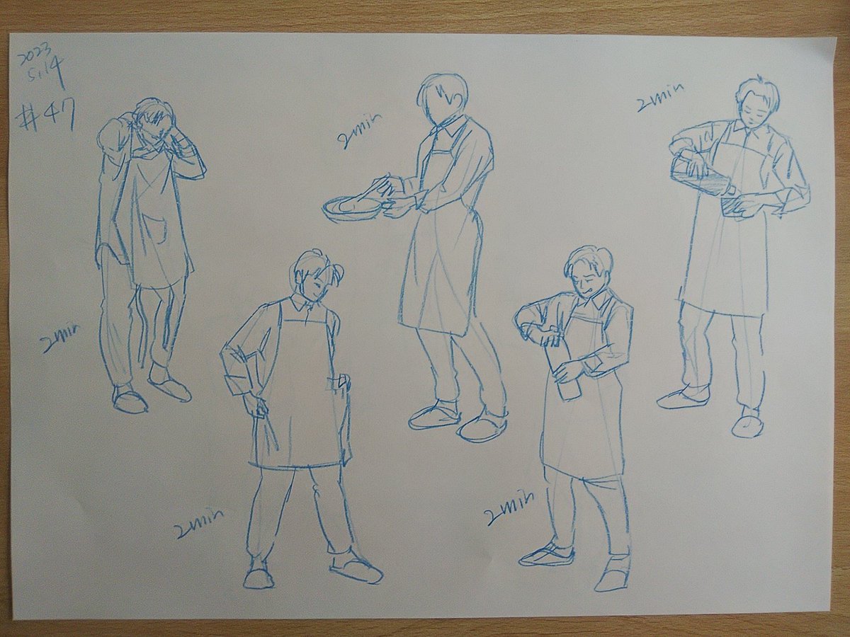 #さとまこクロッキー
#今日のクロッキー

＃47&amp;48
クッキングまこさん✨😄
どちらも5体目がかわいく描けた。 https://t.co/XykJ90a43g