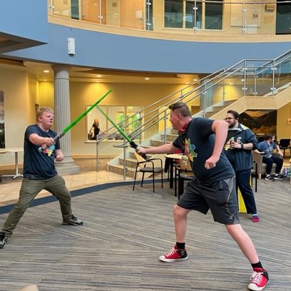 AutConSVA's tweet photo. Every now and then, a #lightsaber fight breaks out. It's just part of the magic here at #AutCon2023. https://t.co/xp8jcDAXxp