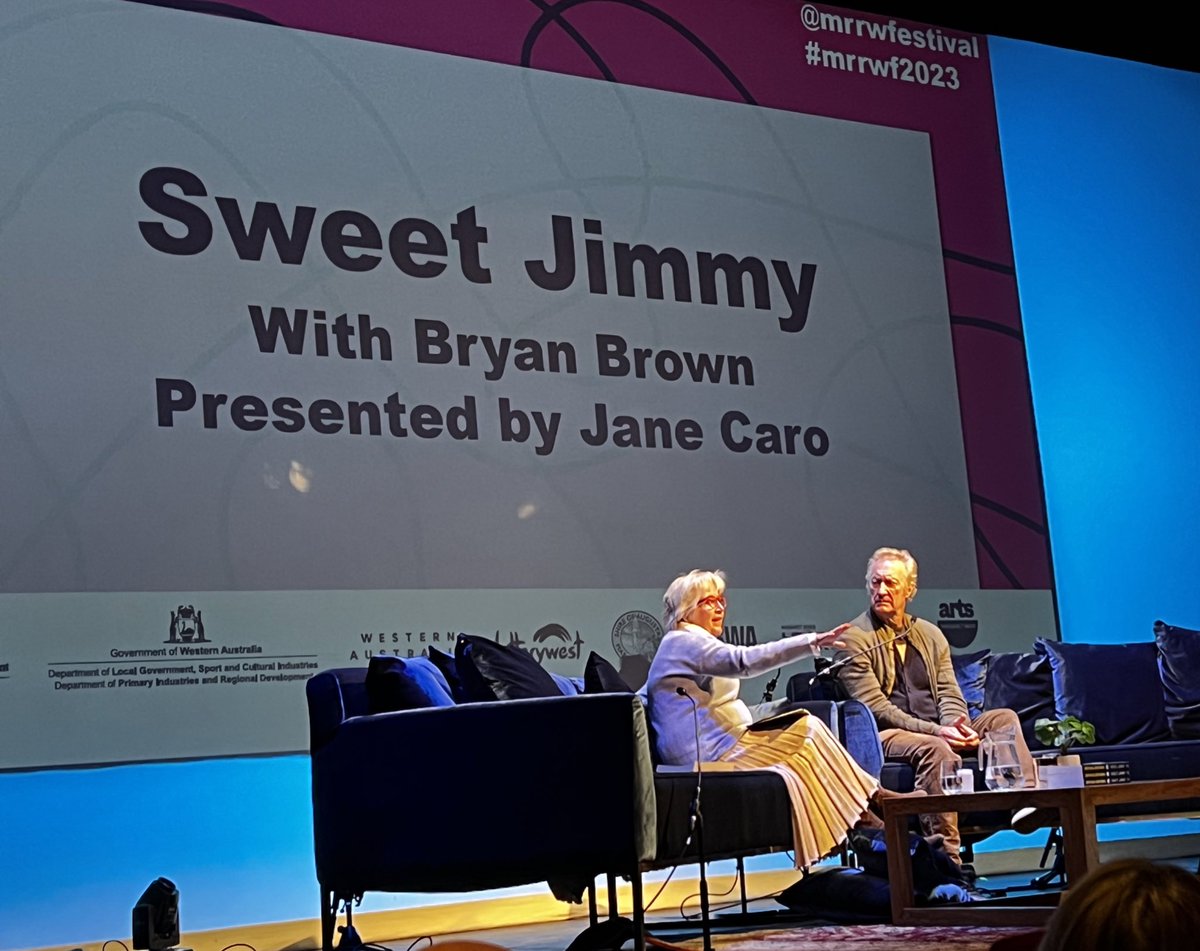 so much fun listening to intelligent banter between #BryanBrown and @JaneCaro at margaret river readers and writers festival.

#mrrwf2023