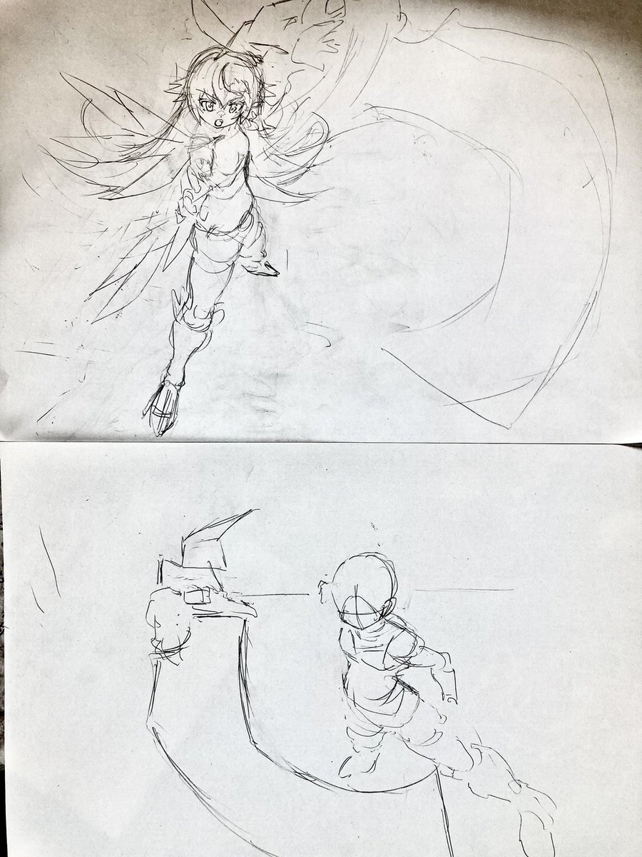 こういう構図だと以前描いた絵と印象被るよなあ