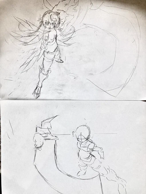 こういう構図だと以前描いた絵と印象被るよなあ