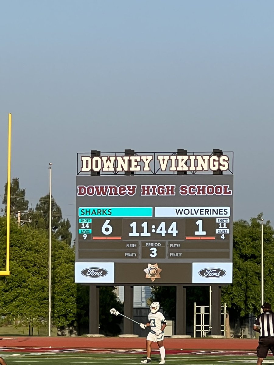 CIFSS's tweet photo. 🚨 CIF-SS @socaliford Boys D2 UPDATE 🚨
🥍: @ANHS_Wolverines 1
🥍: @SantiagoSharks 6
⏰: HALFTIME
📍: Downey HS
#CIFSSLAX https://t.co/9EWZAi119A