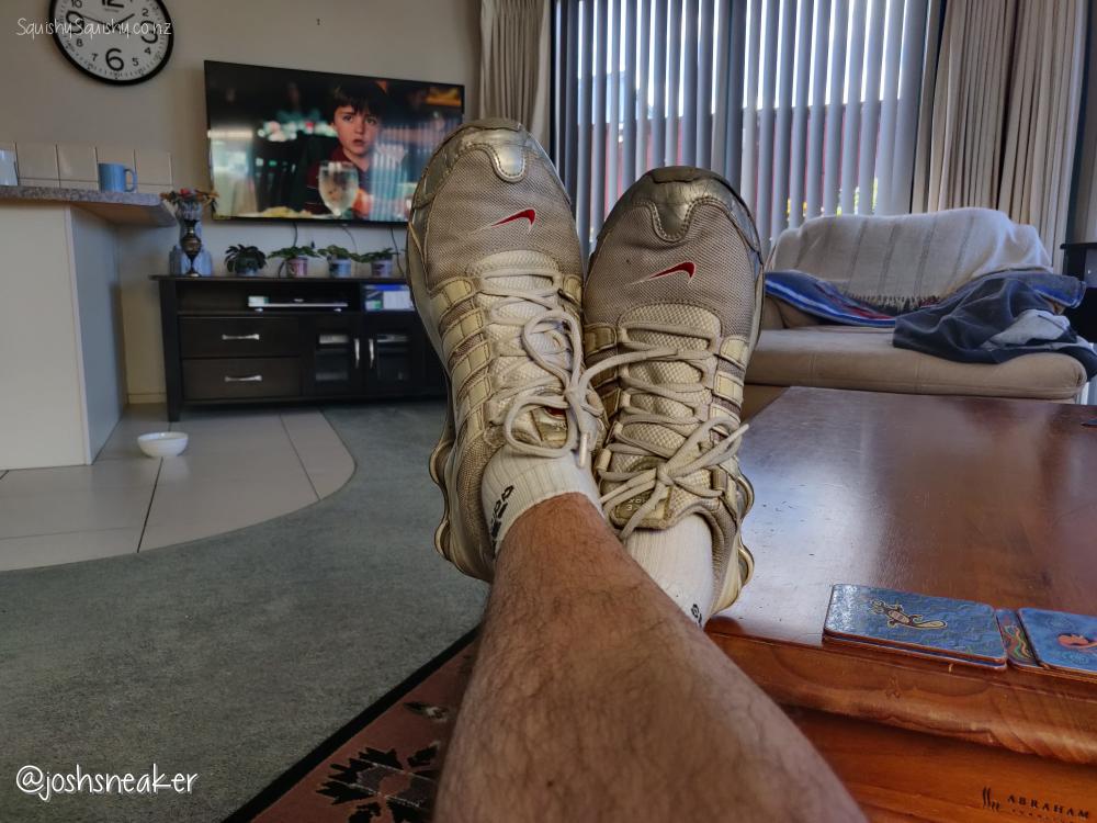 JoshSneaker's tweet photo. I should probably get some work done. #SneakerHead #NikeShoxNZ #NotAHoliday #WorkingFromHome https://t.co/LD5EQOefrh