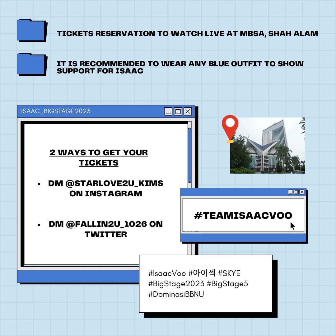 Great sharing on how to support Isaac Voo during Big Stage 2023.

Info credit to IG @ skye. docs

💙

LET'S GET IT~

 #IsaacVoo #아이젝 #SKYE #TeamIsaacVoo #Isaac #BigStage2023 #BigStage5 #DominasiBBNU