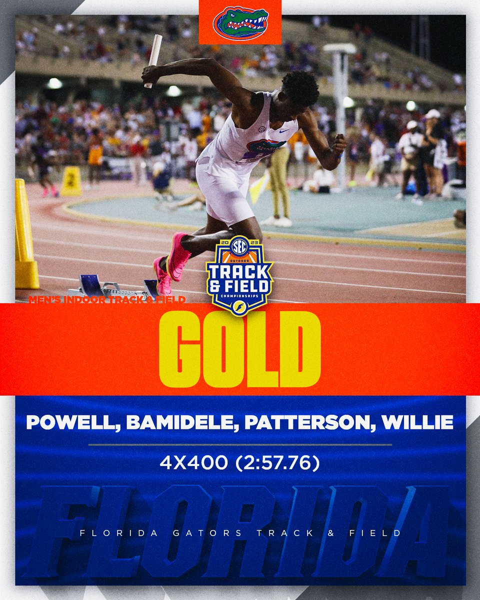 The COLLEGIATE RECORD AND A GOLD for Jevaughn Powell, Emmanuel Bamidele, Jacory Patterson, and Ryan Willie😱😱😱😱

#GoGators 🐊