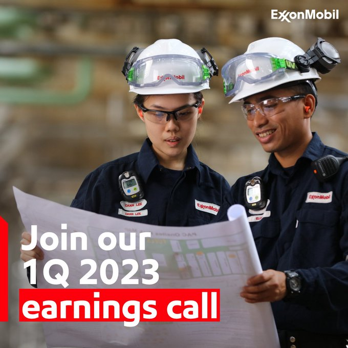 JonasHans0's tweet photo. 📅 Tomorrow at 7:30 a.m. CDT   We’re announcing our 1Q 2023 $XOM earnings. Join our earnings call at 7:30 a.m. CDT here: https://t.co/8lZwECYVtR https://t.co/0qO2CgcRBC