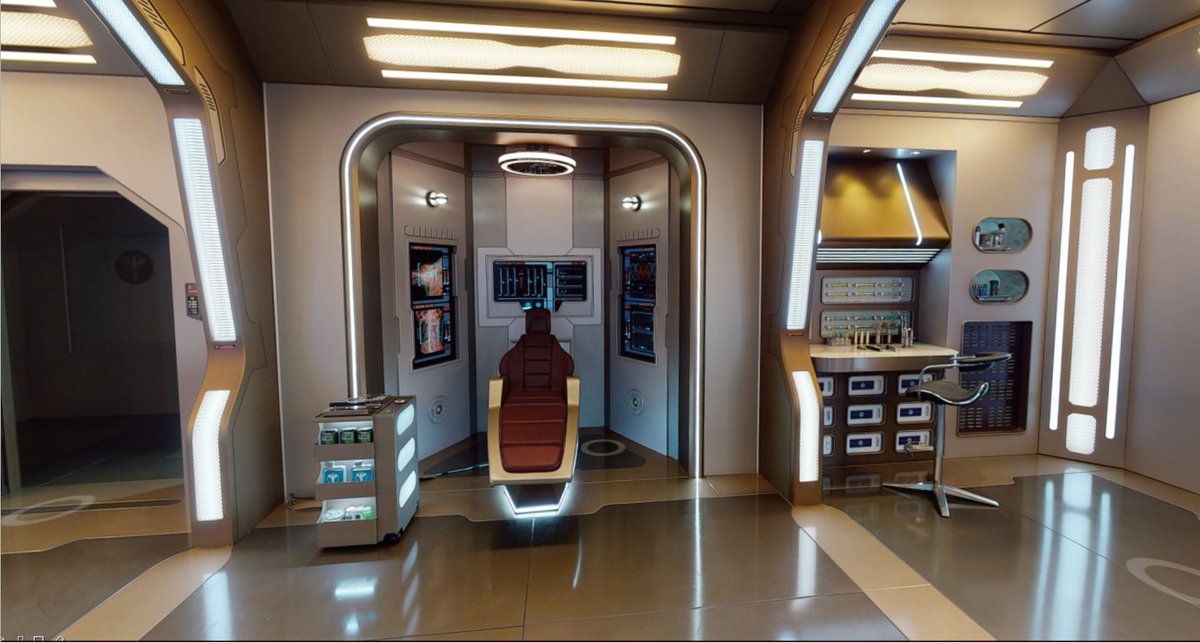 DaveBlass's tweet photo. USS Titan Sickbay.  Concept Design to final sets.
#StarTrekPicard  Art Direction by @lizklocz https://t.co/MpqlzxTXIn