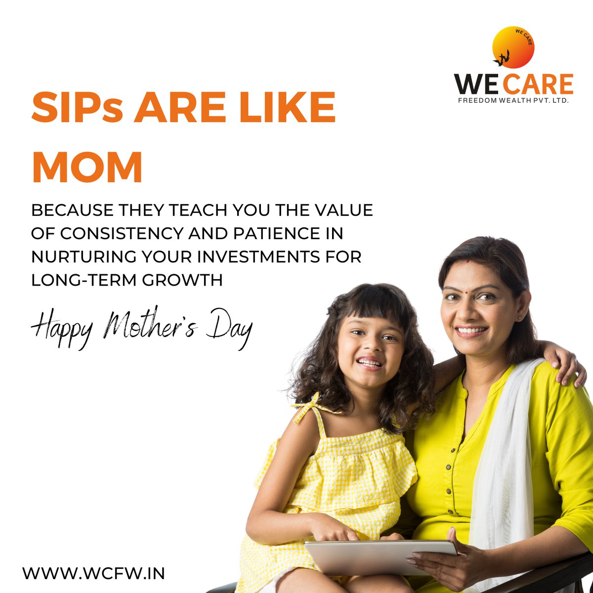 SIPs ARE LIKE MOM

Because they teach you the value of consistency and patience in Nurturing your investments for Long-Term Growth.

 #happymothersday2023 #WealthManagement #FinancialPlanning #wcfw #wecarefreedomwealth #teamwcfw #FinancialFreedom
