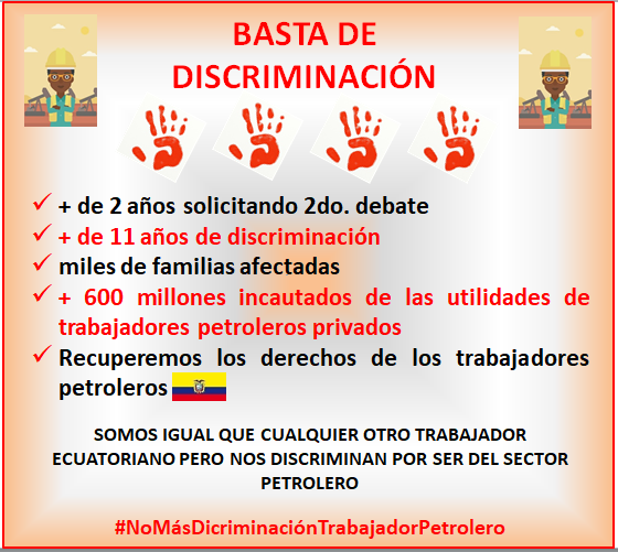 laloking19621's tweet photo. RT📲
7️⃣0️⃣3️⃣días
NO hay voluntad de parte de   @AsambleaEcuador y @LaboralAN para dar solución a la discriminación del trabajador petrolero 🇪🇨 
Tratan otros proyectos pero el 2do debate siguen postergado
No➕DISCRIMINACIÓN
@VSaquicelaE
@LassoGuillermo
@VaPetrolero
@CorteConstEcu https://t.co/eF7sQvR317