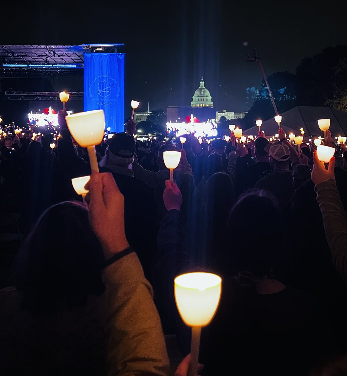 Honoring all fallen police officers at the Candlelight Vigil tonight during Police Week in Washington DC. Difficult to hear Grand Prairie Police Officer Brandon Tsai’s name read.