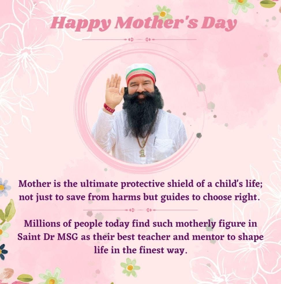 RamneetInsan's tweet photo. #MothersDay 
#MothersDay2023

Saint Gurmeet Ram Rahim Ji always encourage everyone to love their  mother because mother  is the most precious creation of God .She only cares about children welfare and good health with no hidden desire . Happy Mothers Day  MSG https://t.co/KkHQWZVktx
