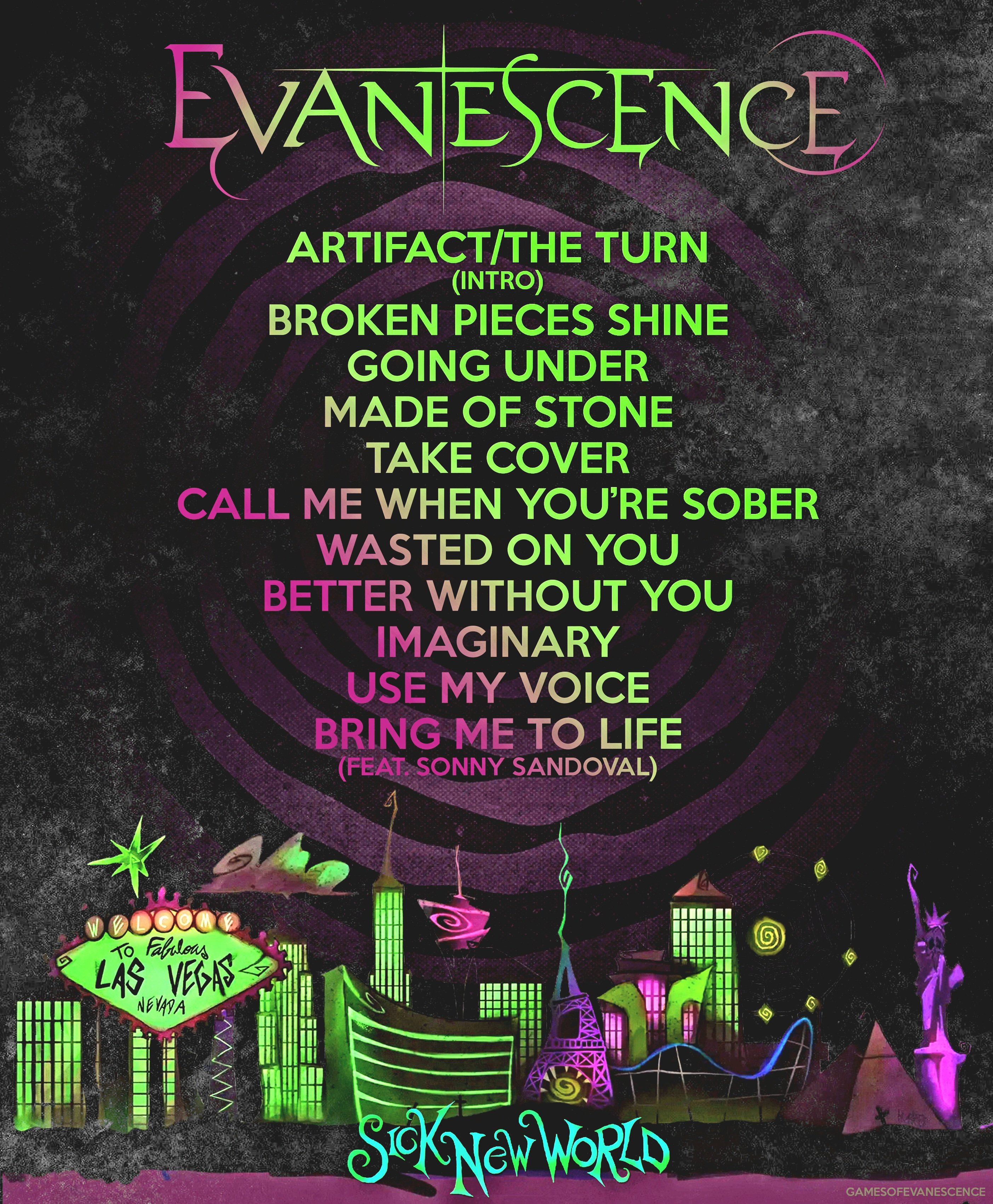 Games Of Evanescence on Twitter "SICK NEW WORLD This was the setlist
