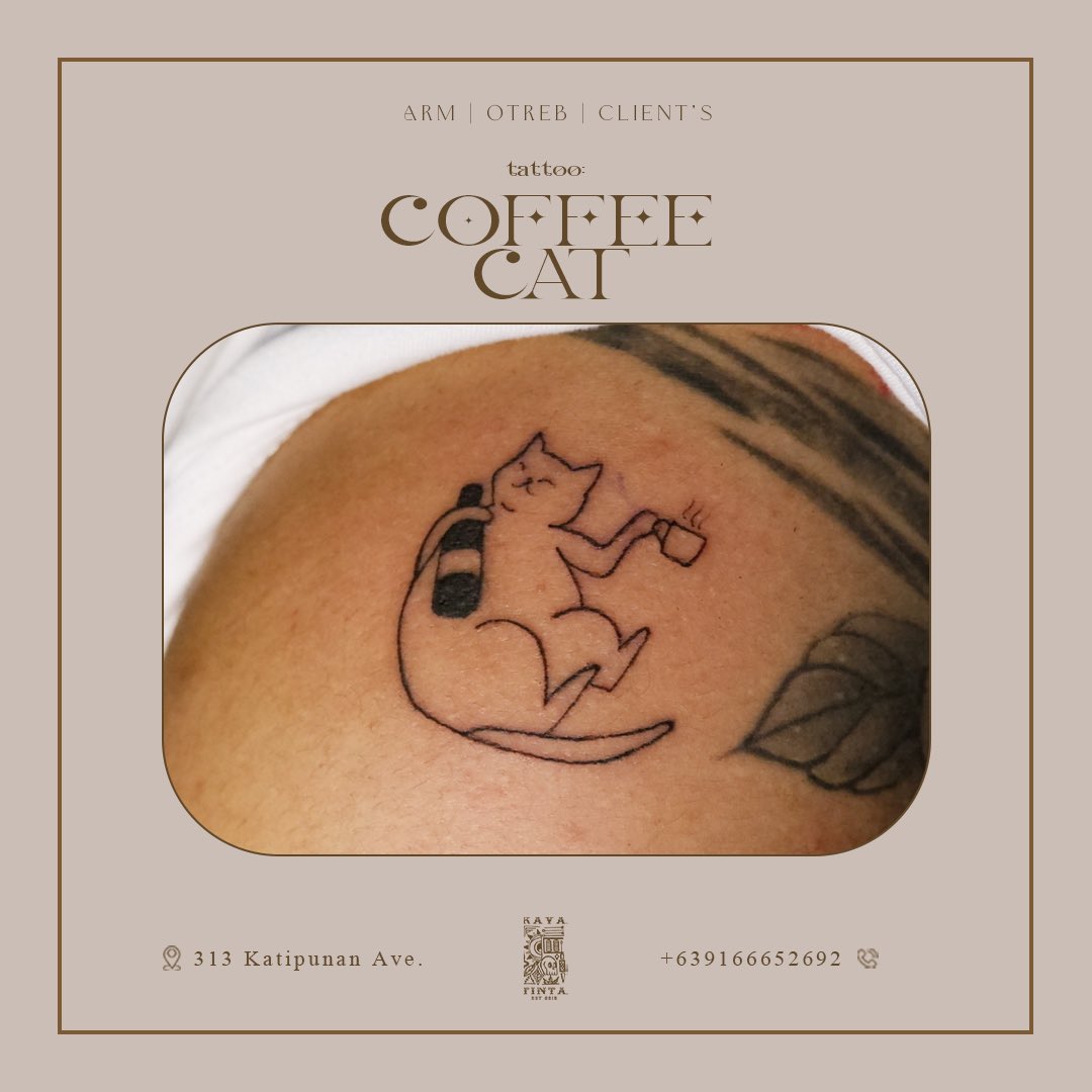 KAYATintaPH's tweet photo. 🐱 COFFEE CAT 🐱
Cats Share the Love for Wine and Coffee.
What tattoo would you like to get next? Let us know! Message us for inquiries. 📩
#kayatinta https://t.co/2qAQY9BvDN