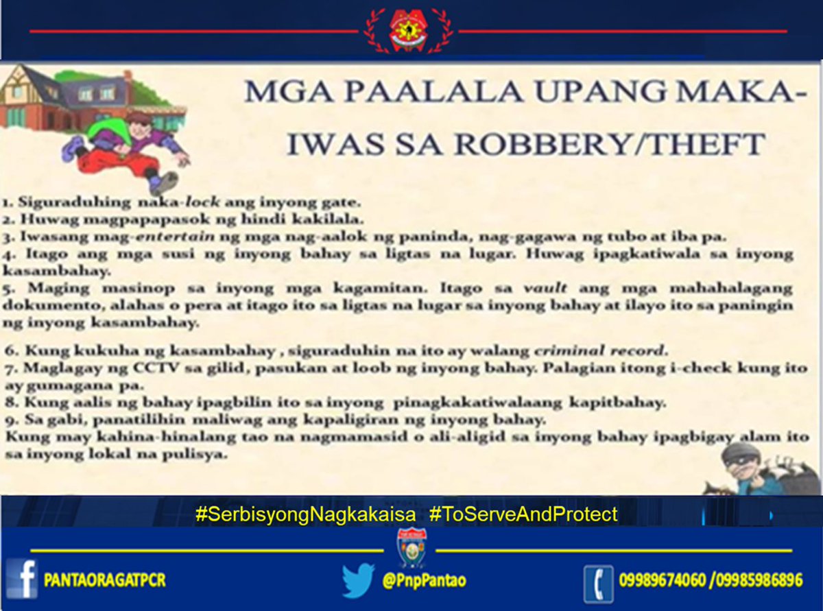 PnpPantao's tweet photo. THEFT PREVENTION TIPS

#SerbisyongNagkakaisa
#ToServeandProtect https://t.co/lEA3FyA5X4