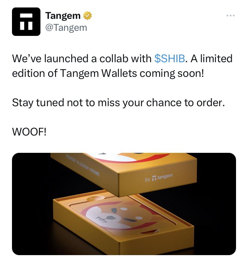 SHIBpossessor's tweet photo. BREAKING‼️ 

Tangem collaborates with $SHIB &amp; will make a special cold wallet for Shiba Inu. https://t.co/jdnWPymSiC