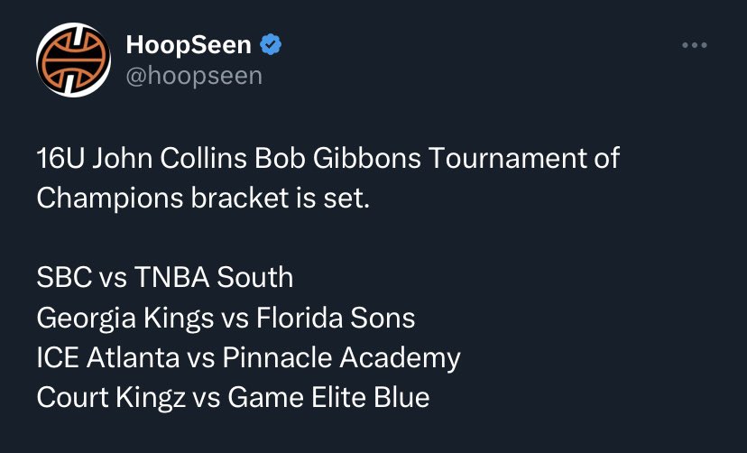 TNBASouth Coach Teal (@tnbasouth) on Twitter photo The future of the program is in great hands‼️✊📈 From 32 down to 8 excited for the opportunity to compete on the big stage of #Gibbons Championship Sunday🧰⛏️
<a href="/hoopseen/">HoopSeen</a> <a href="/HoopSeenFL/">HoopSeen Florida</a> <a href="/_joshtec/">Josh Tec</a> @HoopSeenJuJu <a href="/JustinDYoung/">Justin Young</a> <a href="/TNBASOUTH_KINGS/">Angel Cotto</a> @EmanFlanders <a href="/AndoCoop/">Anderson Cooper</a> <a href="/shivonjeluv/">Shivon JeLuv ✈️</a> The future of the program is in great hands‼️✊📈 From 32 down to 8 excited for the opportunity to compete on the big stage of #Gibbons Championship Sunday🧰⛏️
<a href="/hoopseen/">HoopSeen</a> <a href="/HoopSeenFL/">HoopSeen Florida</a> <a href="/_joshtec/">Josh Tec</a> @HoopSeenJuJu <a href="/JustinDYoung/">Justin Young</a> <a href="/TNBASOUTH_KINGS/">Angel Cotto</a> @EmanFlanders <a href="/AndoCoop/">Anderson Cooper</a> <a href="/shivonjeluv/">Shivon JeLuv ✈️</a>
