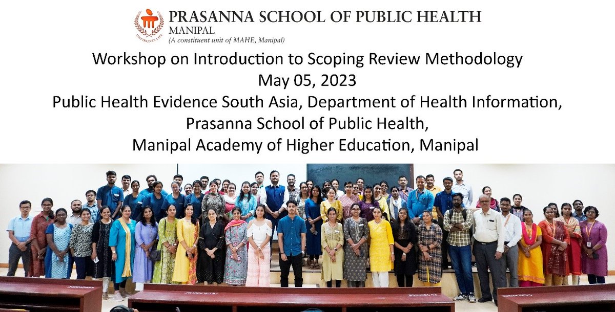 psph_mahe's tweet photo. Public Health Evidence South Asia (PHESA), Department of Health Information, #PSPH, #MAHE, Manipal organized a workshop on 'Introduction to Scoping Review Methodology’ on May 05, 2023. Mr Nachiket Gudi, Coordinator, PHESA was the resource person for the event. https://t.co/JdmqfeVVbd