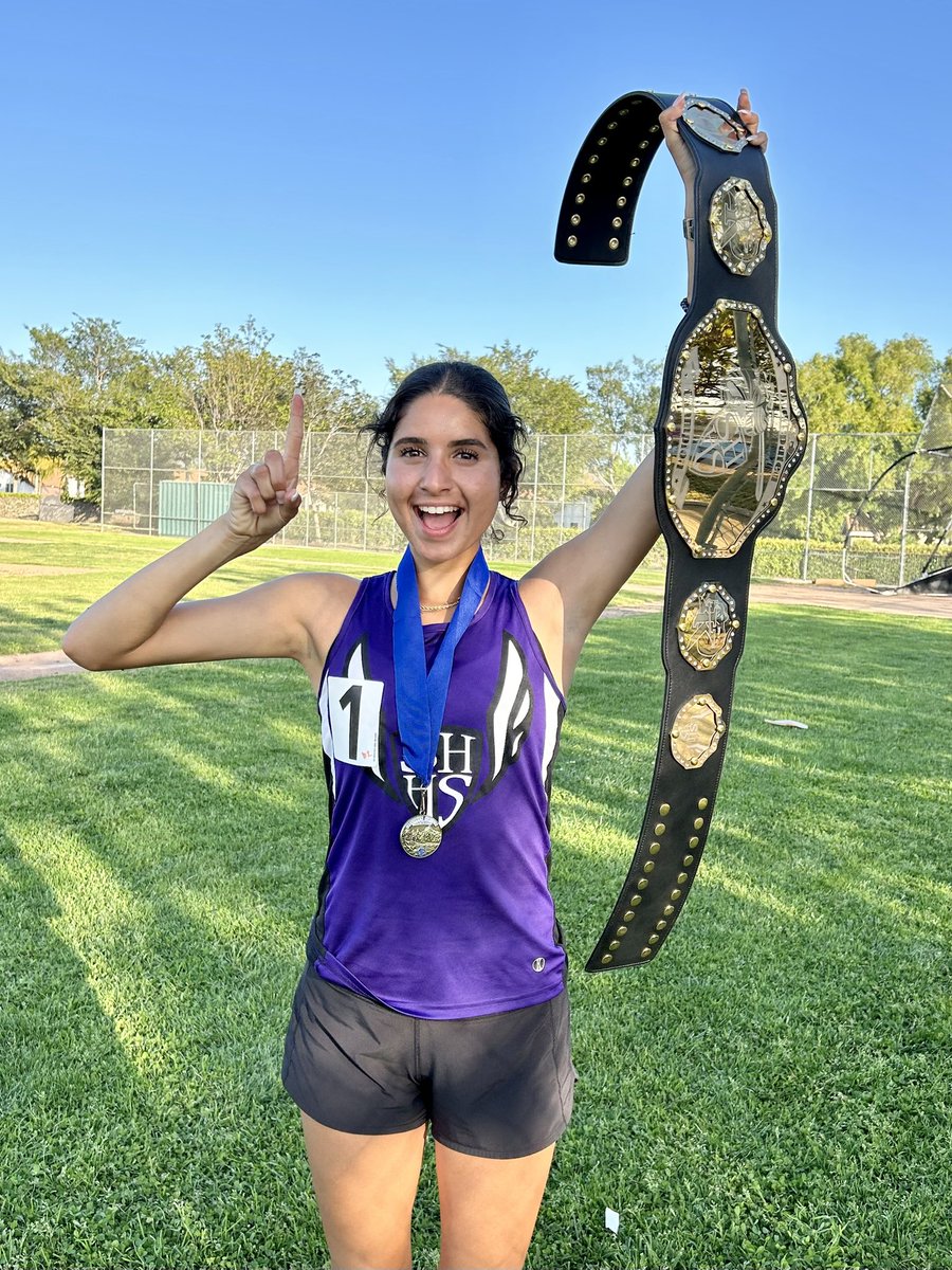 At CIF Finals, Marjourie Lopez can now call herself a CIF CHAMPION as she won the D2 championship in the 3200m! She is the first female track and field CIF champion from Shadow Hills @AthleticsSHHS <a href="/DesertSunSports/">Desert Sun Sports</a> <a href="/takesbytal/">Talialaina Letoi</a> @BaileyKESQ <a href="/BlakeArthur24/">Blake Arthur</a> <a href="/timobrientv/">Tim O’Brien</a> <a href="/PrepCalTrack/">Rich Gonzalez</a>