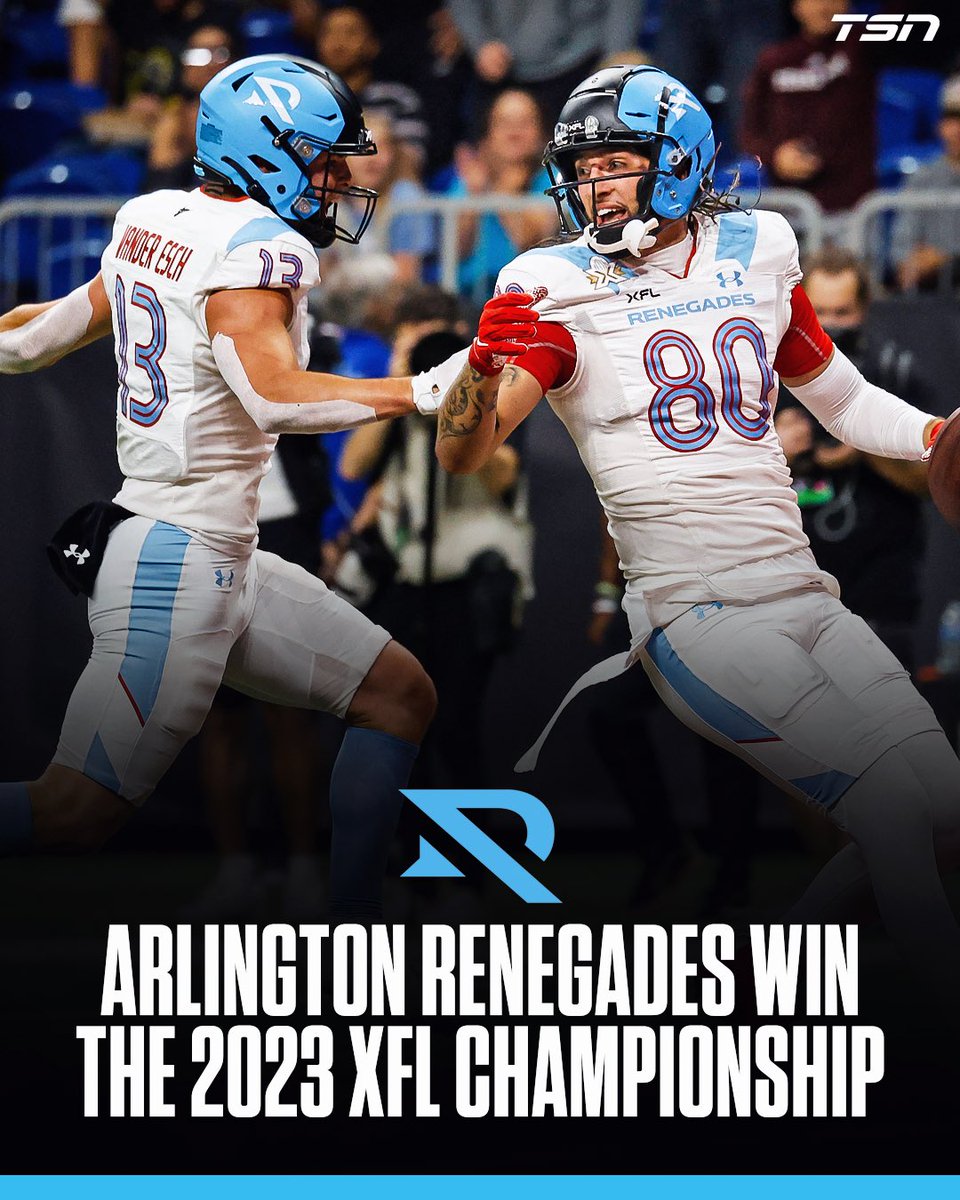 TSN_Sports's tweet photo. The Arlington Renegades beat the D.C. Defenders to win the 2023 #XFLChampionship! https://t.co/s4VdfyZ6ud