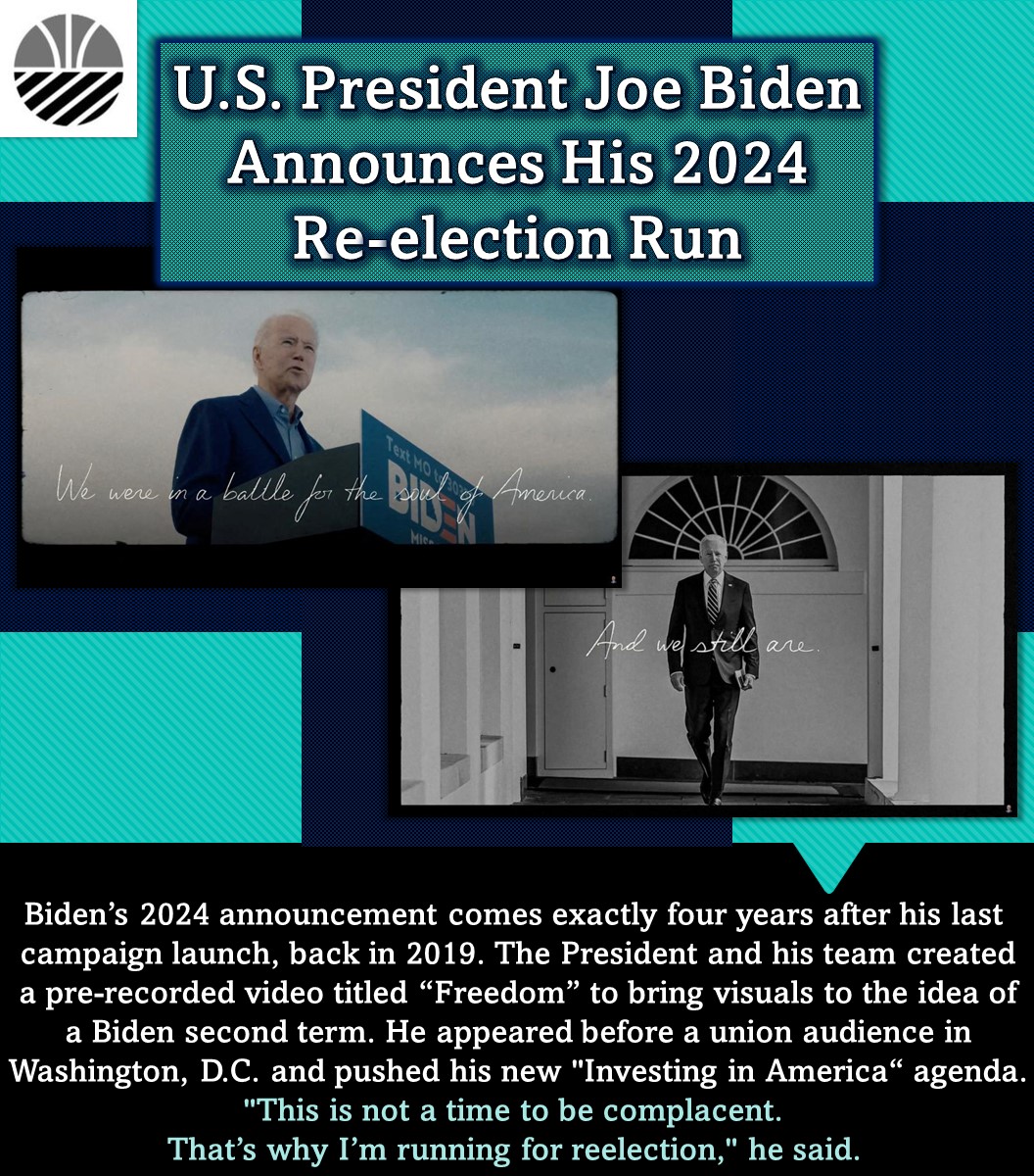 PHIZNews's tweet photo. April 2023: President Joe #Biden has officially announced that he will seek a 2nd term as #president of the U.S. in the 2024 #election. "When I ran for president 4 years ago, I said we are in a battle for the soul of #America. And we still are..."
#PHIZ #PHIZNews #election2024 🇺🇸 https://t.co/Nq03CORgE7