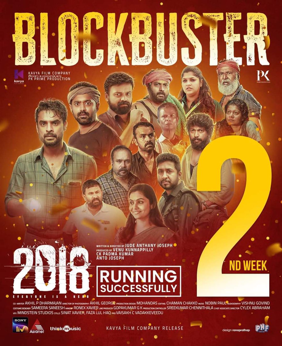 #2018EveryoneIsAHero enters its second week, running successfully in cinemas worldwide. Experience the grandest cinematic spectacle on the big screen near you ❤️🙏😊

#2018Movie #NowInCinemas #BookYourTicketsNow