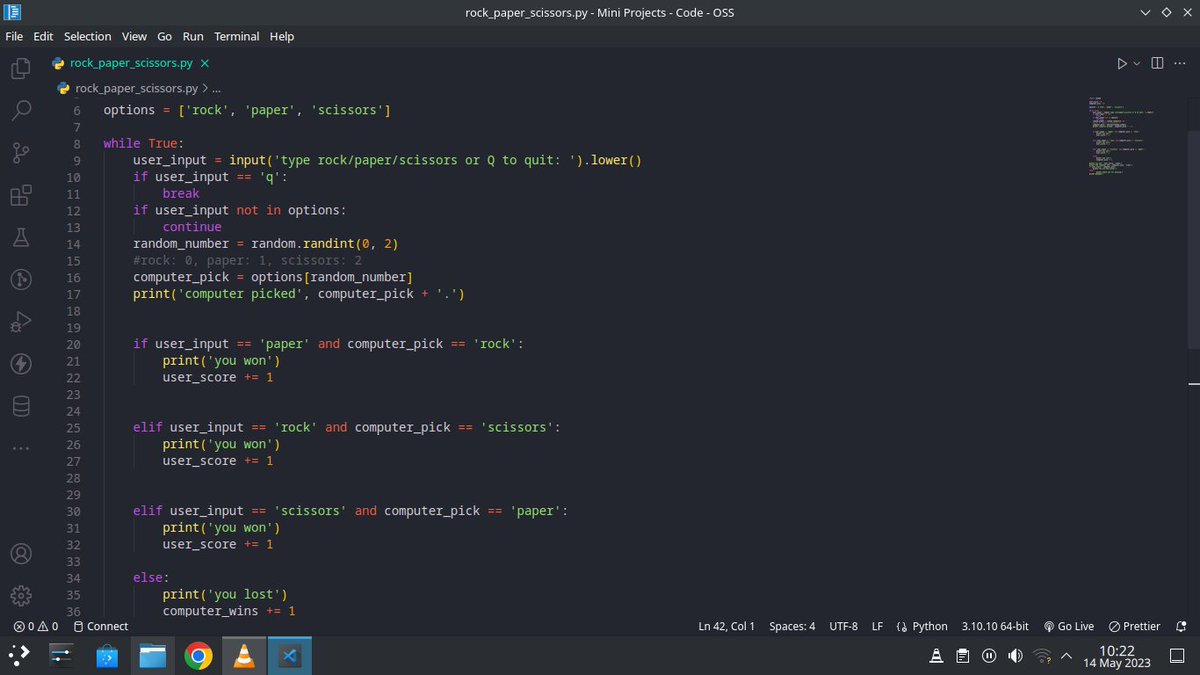 xxxineer's tweet image. Day 12 of 100 ✅️
Today I woke up early to code this Rock Paper Scissors game.
Mastering the fundamentals of a programming language is crucial, that's why you need to keep on practicing them.
There's still room for improvement and growth.
#100DaysOfCode #100DaysOfCodepython