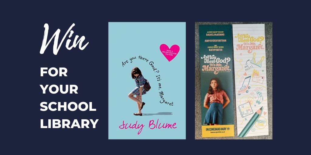 We're celebrating the release of the movie 'Are You There God? It's Me, Margaret' with books and bookmarks to give away.

A funny, nostalgic, moving film that absolutely does justice to the iconic book.  

To enter, follow us and retweet this tweet.

#ItsMeMargaret #TeamEnglish