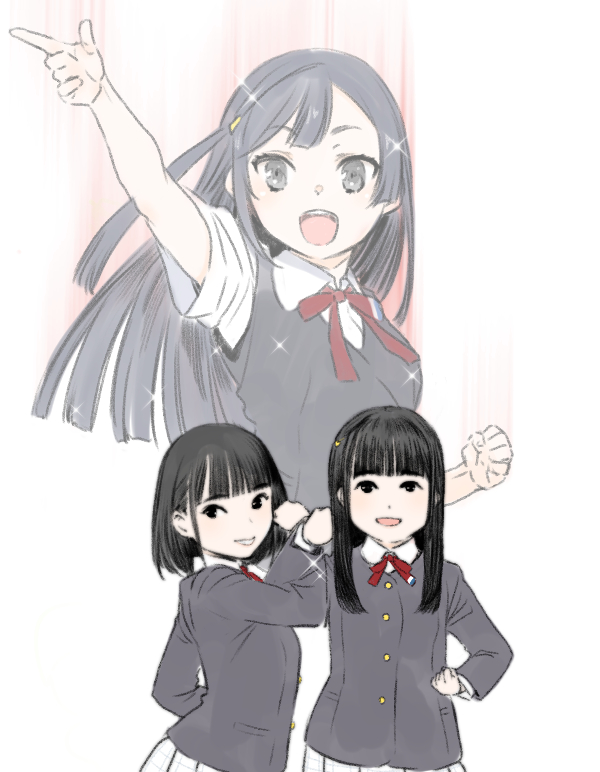 yuuki setsuna (love live!) black hair 3girls school uniform multiple girls long hair bangs nijigasaki academy school uniform  illustration images