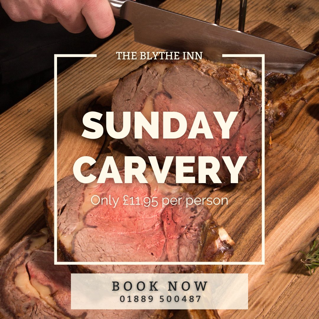 The_Blythe_Inn's tweet photo. Sunday Funday calls for a delicious carvery at The Blythe Inn! Treat yourself and your family to our Sunday Carvery, available for just £11.95 per person! 😍 With a selection of meats and veggies, it's the perfect way to end the weekend.🍽️🍗🥕 
#TheBlytheInn #SundayCarvery https://t.co/zbVb7jamUa