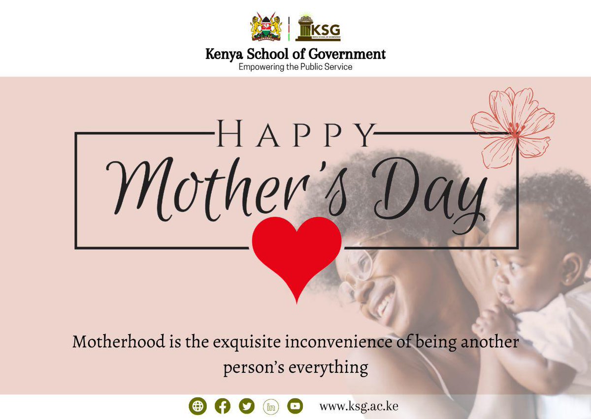 🌸 Happy Mother's Day🌸
On behalf of KSG Mombasa Campus, we salute the remarkable women who selflessly nurture and shape our lives. Today, let's celebrate the sacrifices, unconditional love, and unwavering support of mothers. #HappyMothersDayKSGMombasaCampus 💐💖