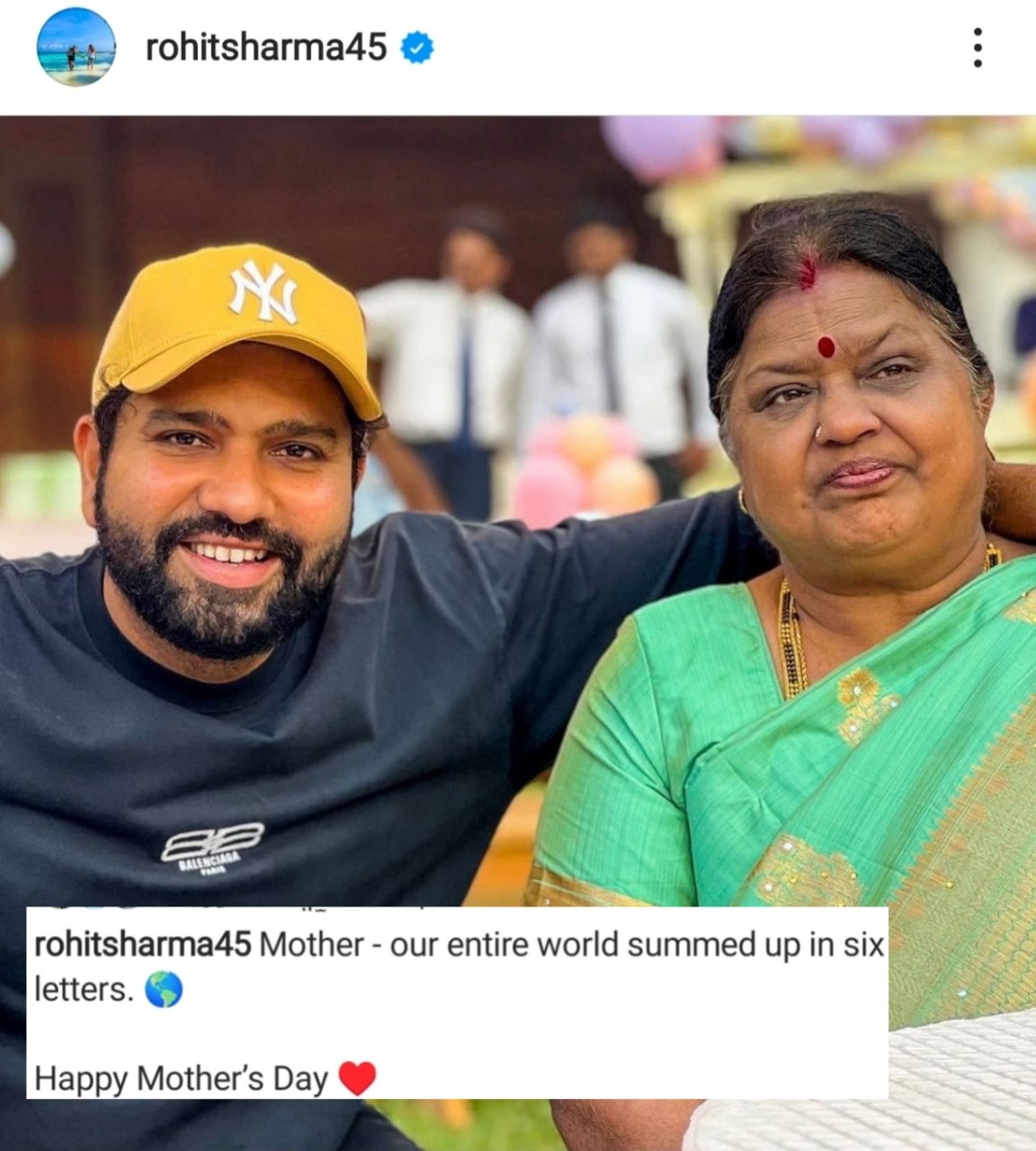 Nisha  on X: "Mother - our entire world summed up in six letters 🌍💙  Latest Instagram post of Captain Rohit Sharma ❤️ https://t.co/eBV6tjFEYO" /  X