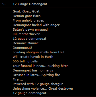 SkullRitual's tweet photo. These are the greatest metal lyrics ever 

10/10. No notes. https://t.co/SnzaOr6vHy