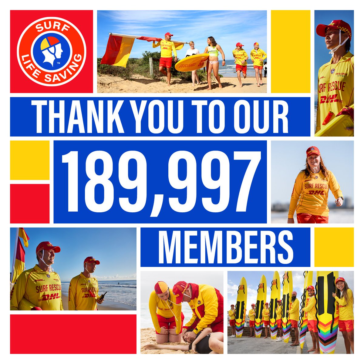 SLSAustralia's tweet photo. Happy National Volunteer Week! Thank you to our incredible 189,997 members who go above &amp; beyond in keeping our beaches safe.

This week we will be celebrating the selfless contributions of our amazing #surflifesaving volunteers. 

@VolunteeringAus #NVW2023 https://t.co/UHQUqGvMiU