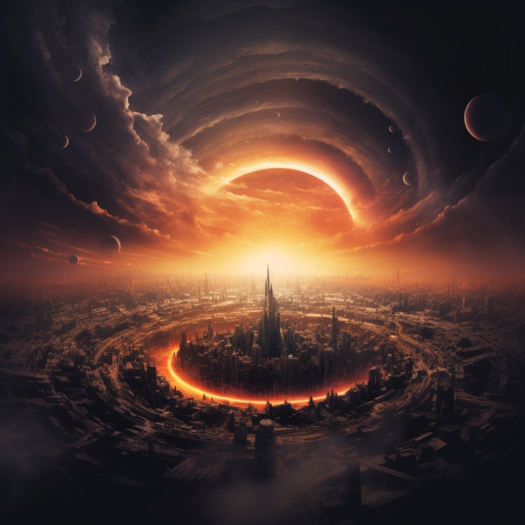Using the titles of my Art Blocks projects as prompts on Midjourney: "celestial cyclones"